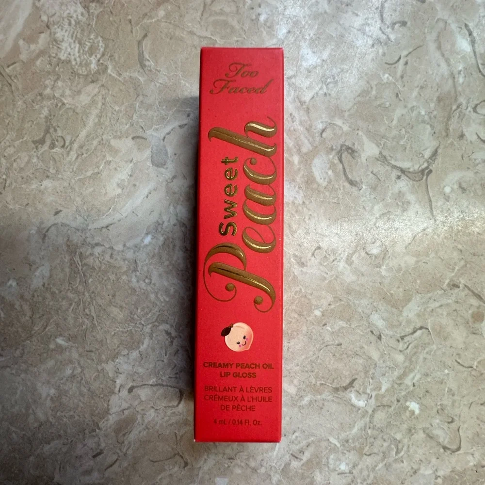Too Faced Sweet Peach Creamy Peach Oil Lip Gloss Tickle-Me-Peach New in Box